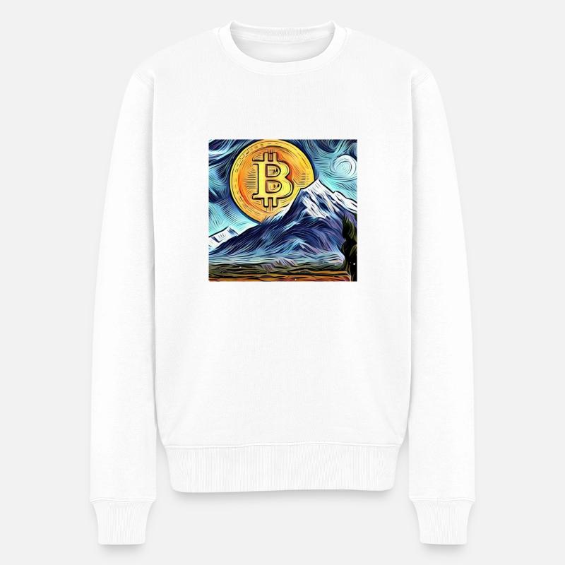 Bitcoin + Nature - Pull Premium bio Homme - blanc