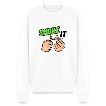 SMOKE IT - Männer Premium Bio Pullover - Weiß - Vorne - Thijin (182cm)