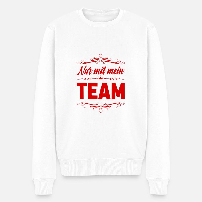 Nur mit mein Team - Männer Premium Bio Pullover - Weiß