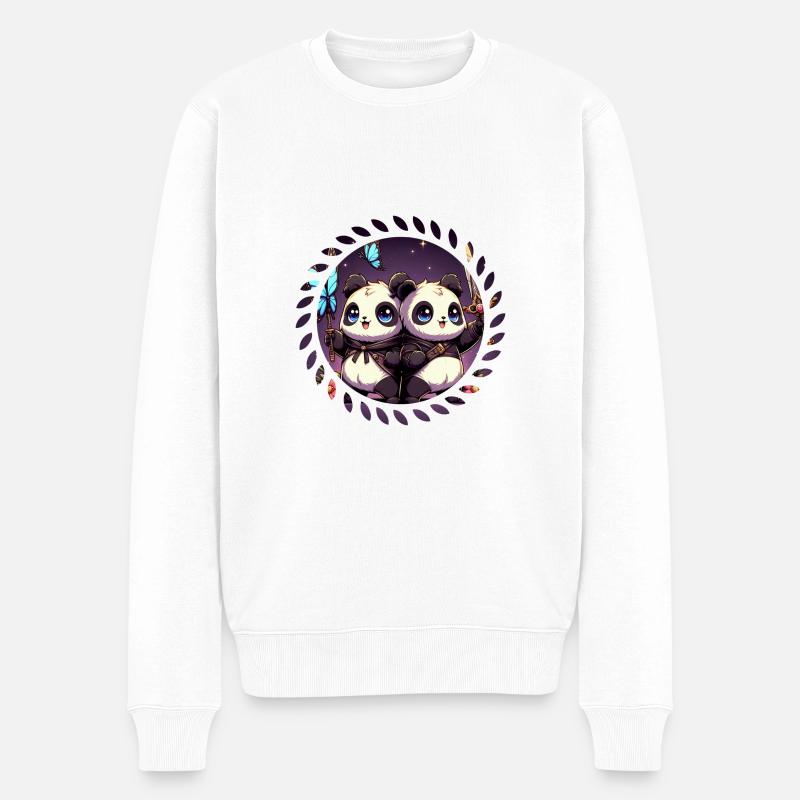 Niedliche Panda Babys - Männer Premium Bio Pullover - Weiß