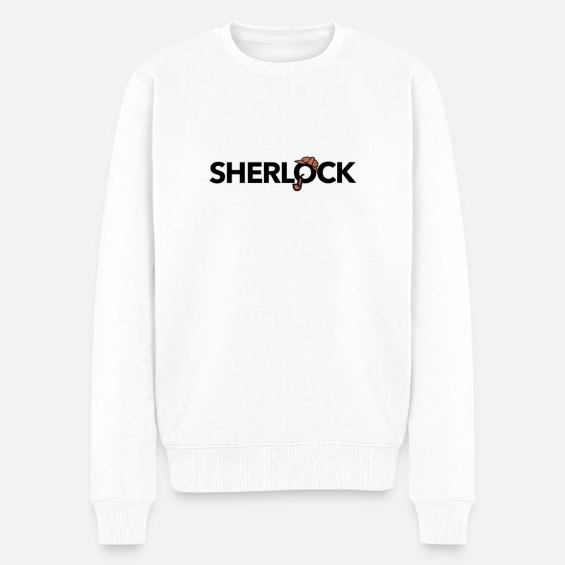 Sherlock Holmes (black) - Männer Premium Bio Pullover - Weiß