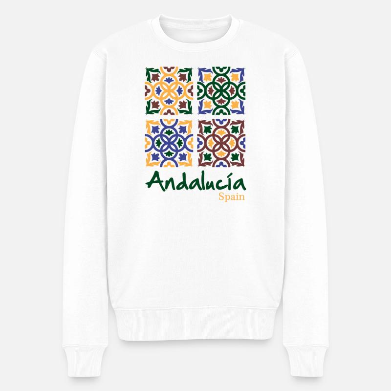 Andalusian Tiles 3 - Männer Premium Bio Pullover - Weiß