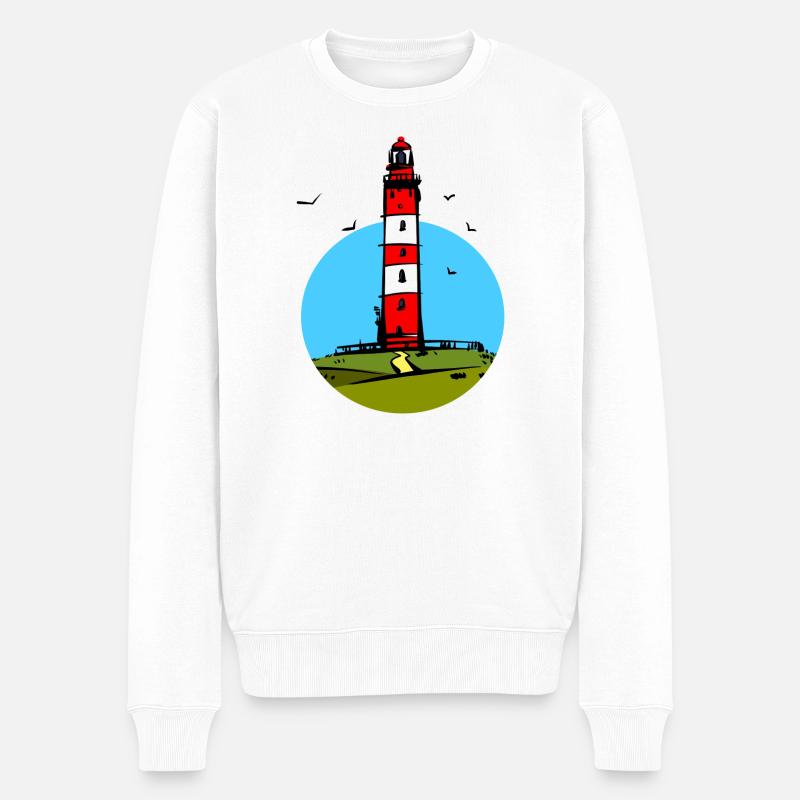 Leuchtturm Amrum Design - Männer Premium Bio Pullover - Weiß