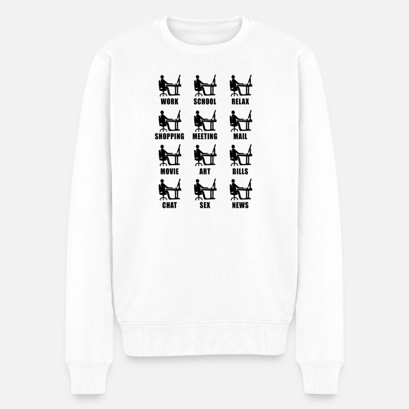 Cadeau d'amusement de bureau à domicile d'ordinateur - Pull Premium bio Homme - blanc