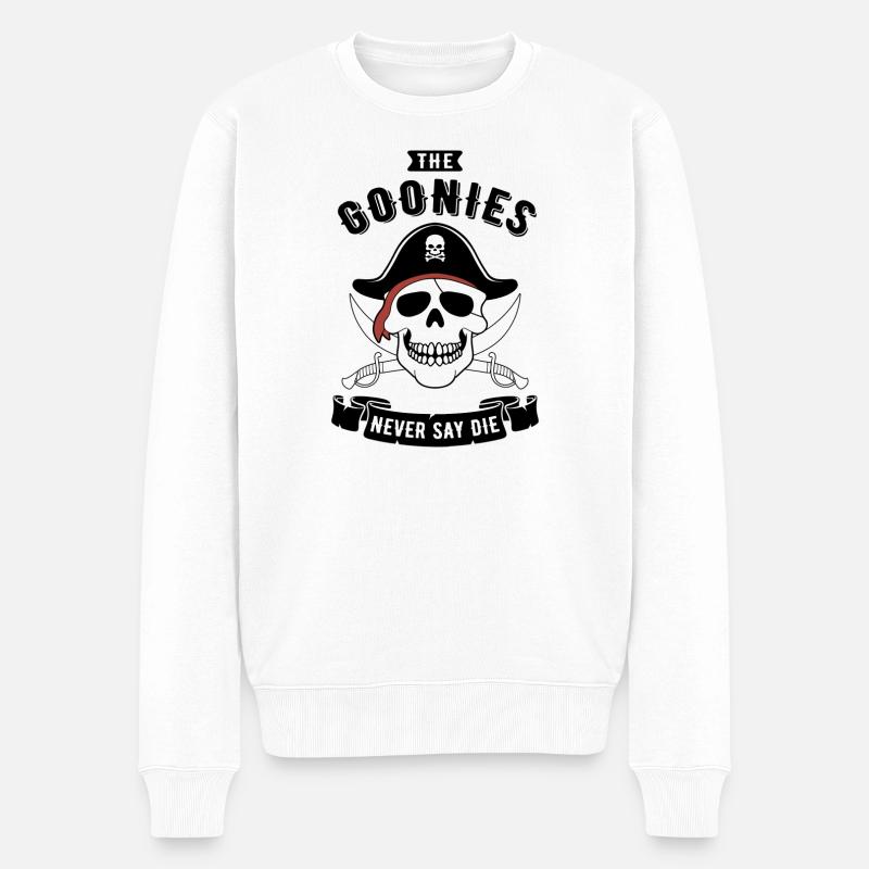 Der Goonies-Piratenschädel - Männer Premium Bio Pullover - Weiß