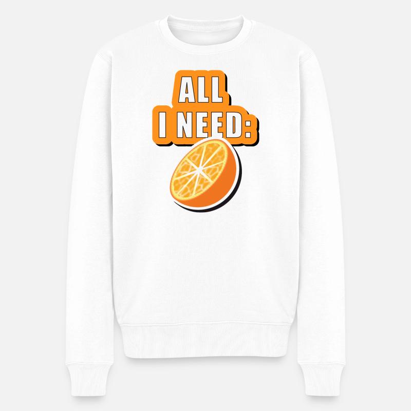 All i need Orange - Männer Premium Bio Pullover - Weiß