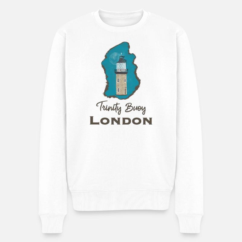 London, Leuchtturm Trinity Buoy, Pixel- Art - Männer Premium Bio Pullover - Weiß