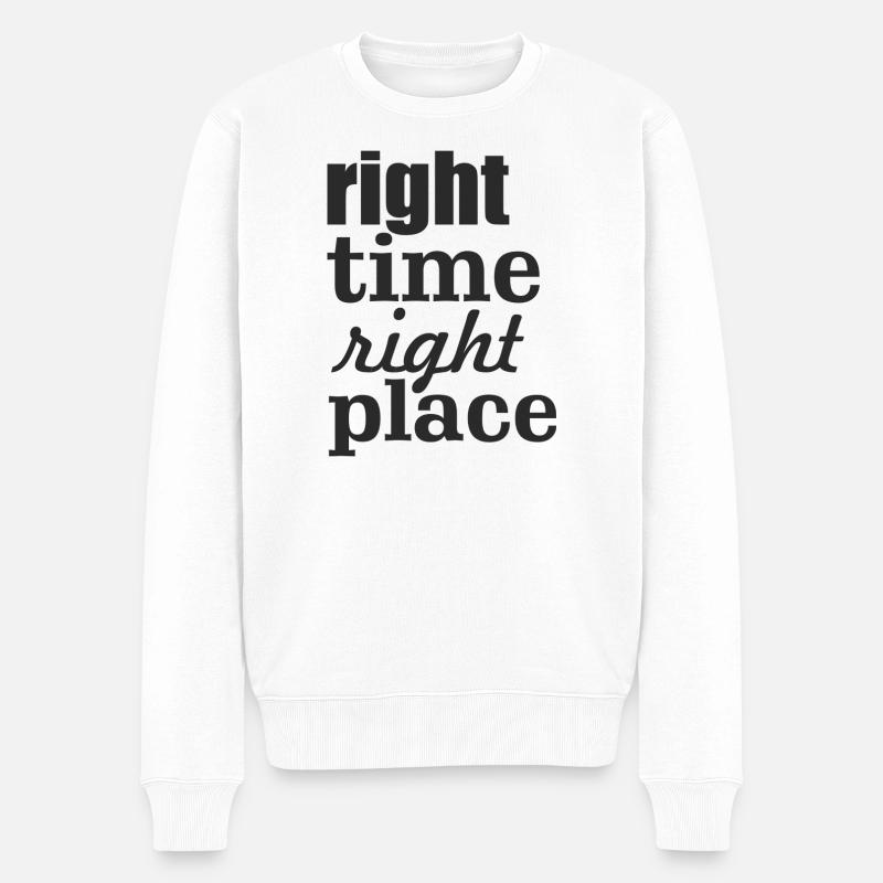 right time right place - Männer Premium Bio Pullover - Weiß