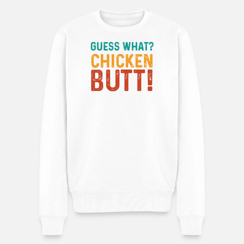 Humorvolles Chicken Butt Design - Männer Premium Bio Pullover - Weiß