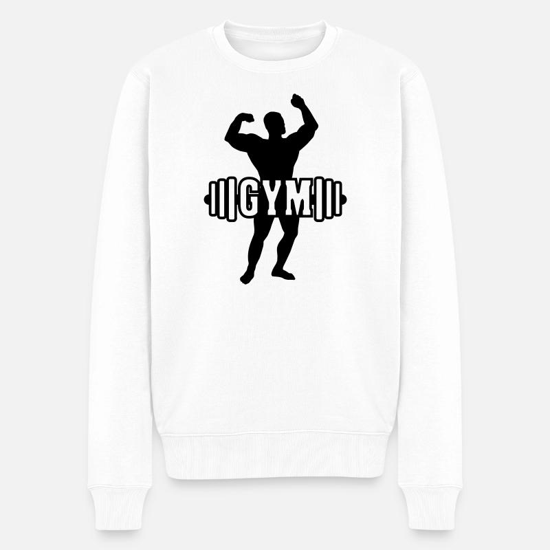 Bodybuilder image image logo gym - Pull Premium bio Homme - blanc