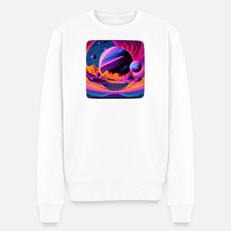 Weltraumphantasie - Männer Premium Bio Pullover - Weiß