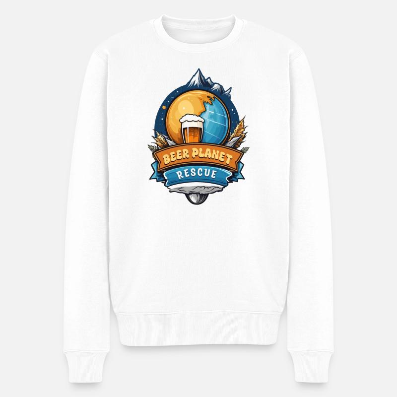 Bier Planet Retten - Männer Premium Bio Pullover - Weiß