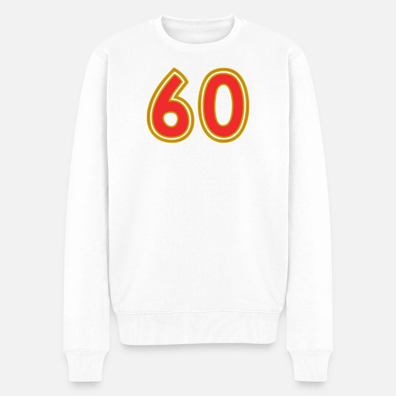 60. 60 ANS. 60e ANNIVERSAIRE. ANNIVERSAIRE 60 ANS. - Pull Premium bio Homme - blanc