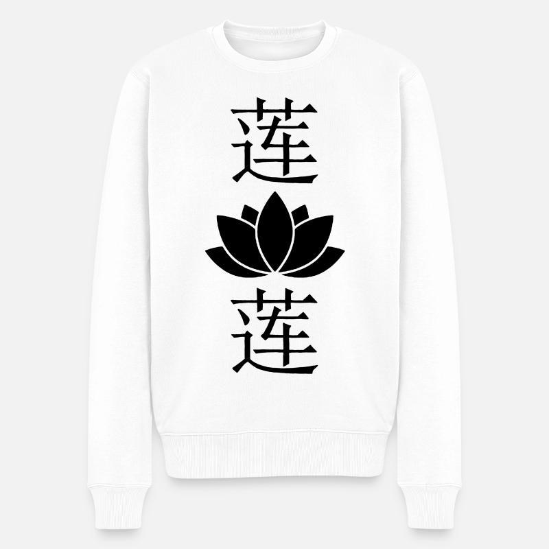 Schwarze Lotusblume - Männer Premium Bio Pullover - Weiß