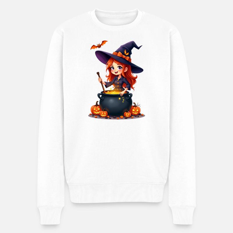 HEXE HALLOWEEN VERZAUBERN - Männer Premium Bio Pullover - Weiß
