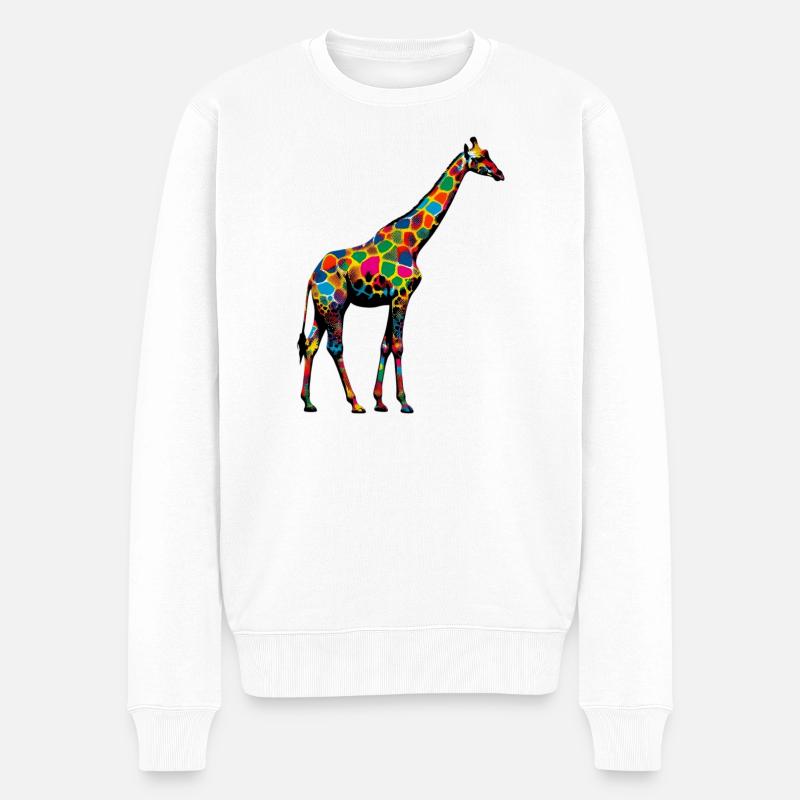 Giraffe - Männer Premium Bio Pullover - Weiß