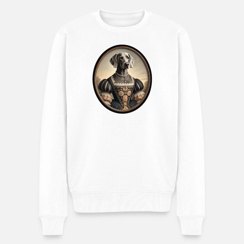 Porträt von Weimaraner Hund Lou - Männer Premium Bio Pullover - Weiß