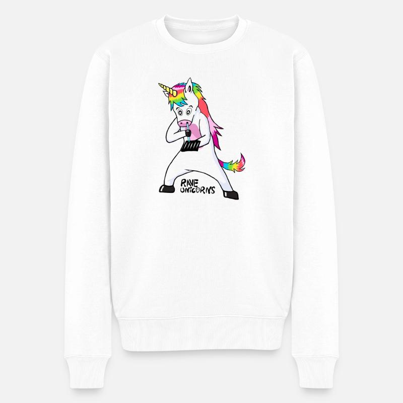 Ravew Unicorns Line Black Logo 18+ - Männer Premium Bio Pullover - Weiß