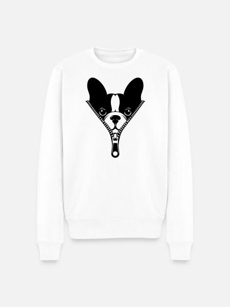 French Bulldog in a Zipper - Men's Premium Organic Jumper - white