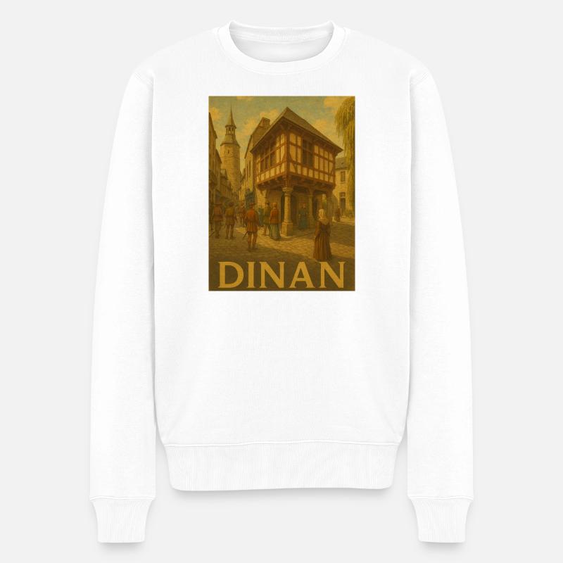 Mittelalterliches Stadtleben in Dinan - Männer Premium Bio Pullover - Weiß