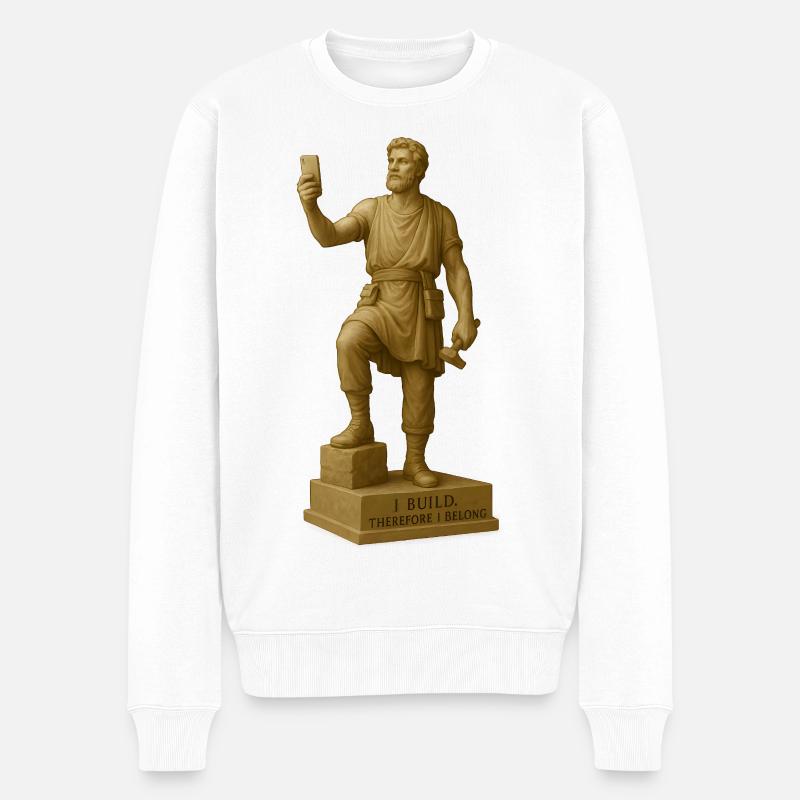 Sculpture de philosophe antique avec citation - Pull Premium bio Homme - blanc