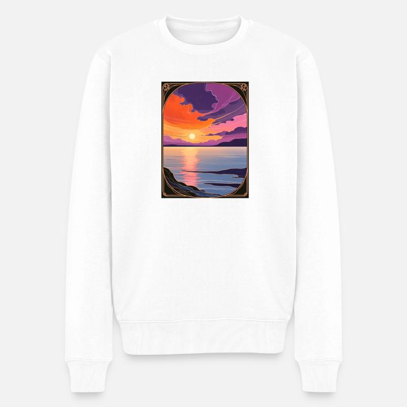 Envoûtant coucher de soleil côtier - Pull Premium bio Homme - blanc