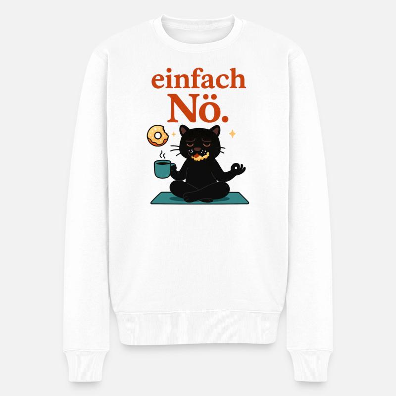 Entspannte Yogapose - einfach Nö - Männer Premium Bio Pullover - Weiß