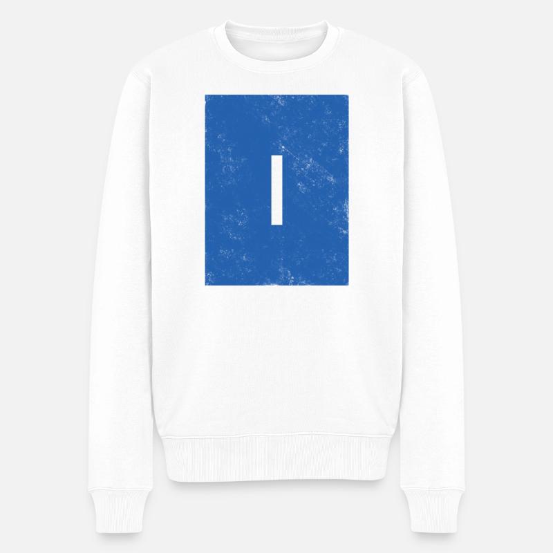 Minimalist Blaues LinealDesign - Männer Premium Bio Pullover - Weiß