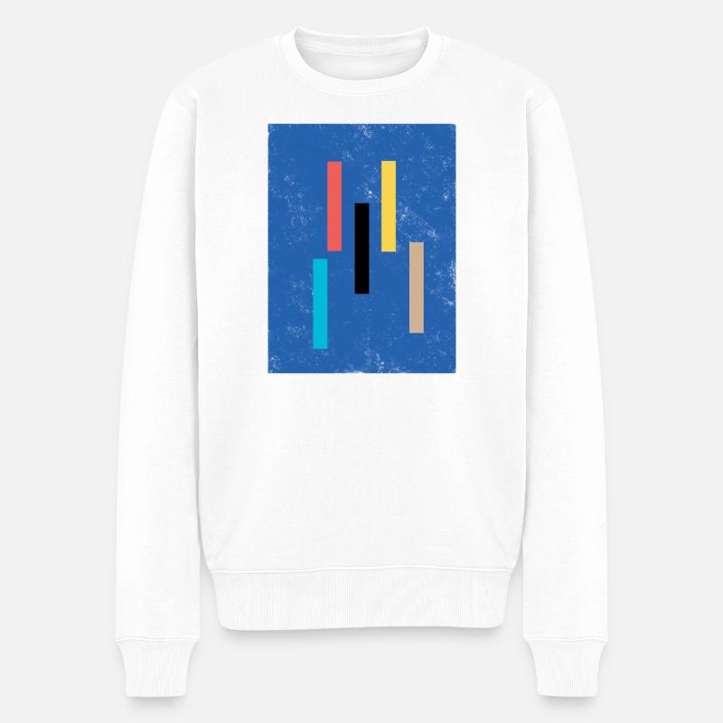 Abstrakte Farbblöcke auf Blauem Hintergrund - Männer Premium Bio Pullover - Weiß