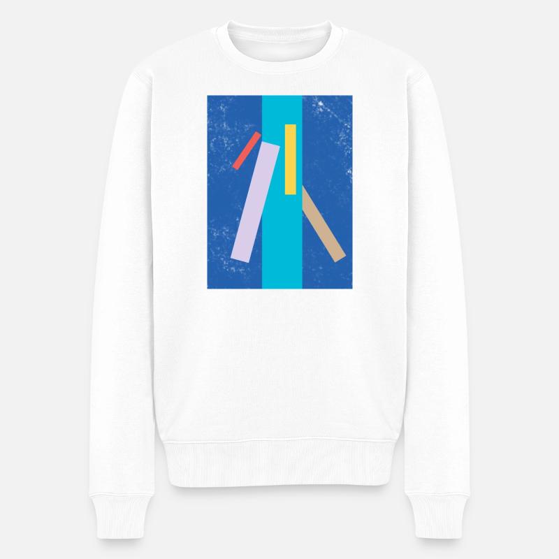 Abstraktes Farben- und Linienmuster - Männer Premium Bio Pullover - Weiß