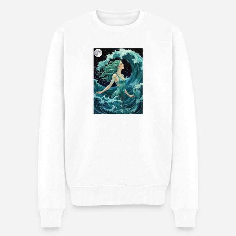 Ozeanische Meeresgöttin - Männer Premium Bio Pullover - Weiß