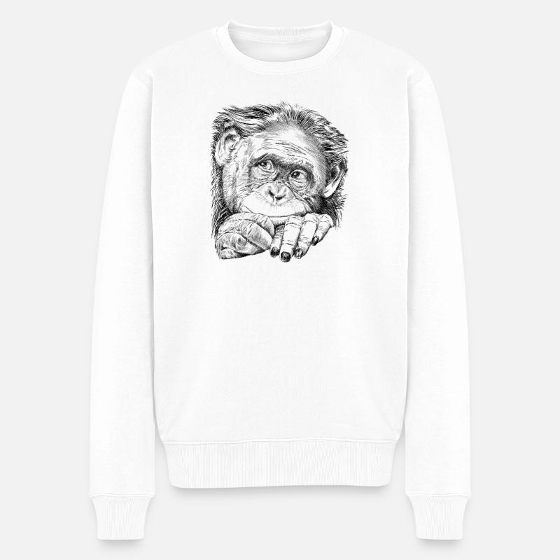Affe - Männer Premium Bio Pullover - Weiß