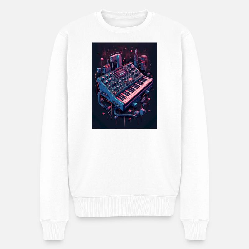 Futuristic Analog Syntheziser - Männer Premium Bio Pullover - Weiß