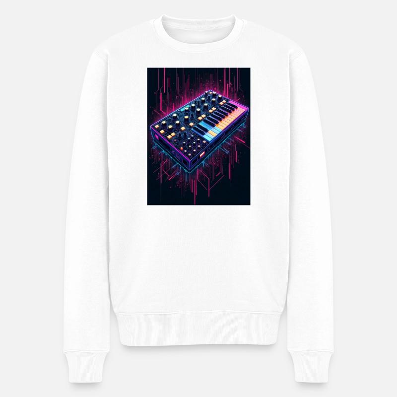 Futuristisches Synthesizer Design - Männer Premium Bio Pullover - Weiß