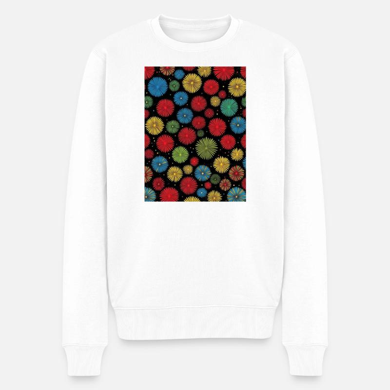 Buntes Feuerwerk auf schwarzem Hintergrund - Männer Premium Bio Pullover - Weiß