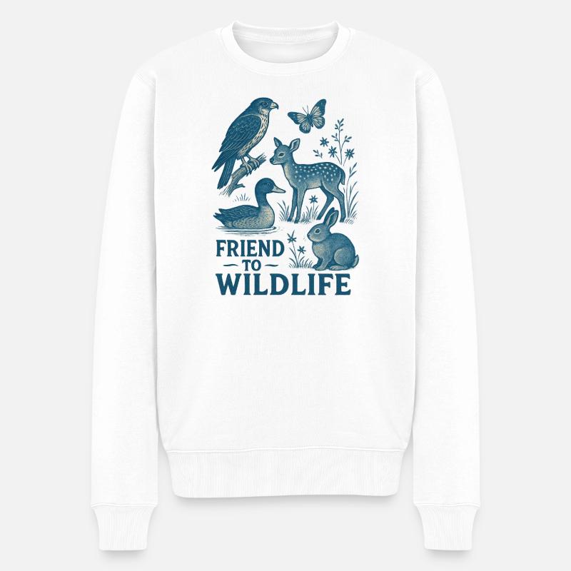 Tierwelt Freundschaft Illustration - Männer Premium Bio Pullover - Weiß