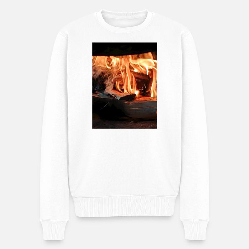 Flamme Hängende Flamme - Männer Premium Bio Pullover - Weiß