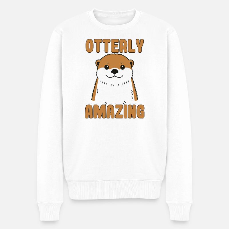 Wunderschöner Otter-Witz - Männer Premium Bio Pullover - Weiß