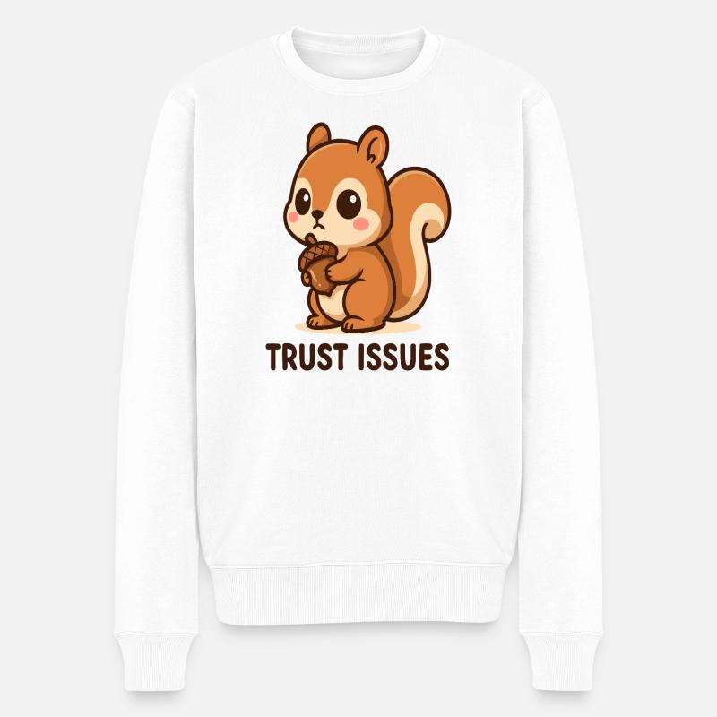 Eichhörnchen mit Trust Issues - Männer Premium Bio Pullover - Weiß