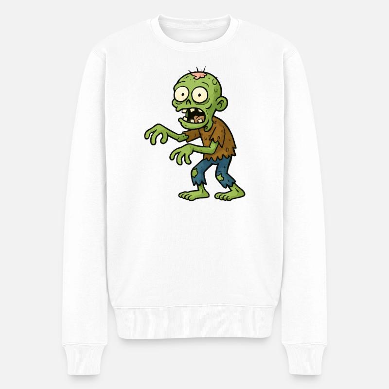 Gruseliger Comic Zombie - Männer Premium Bio Pullover - Weiß
