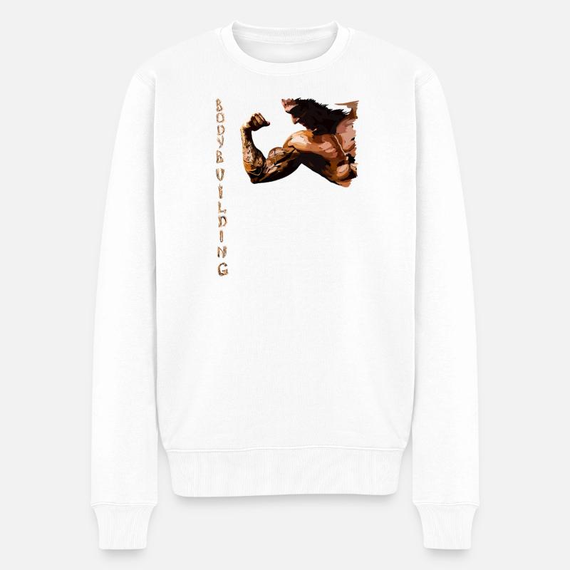 Muskelarm Kraftdesign - Männer Premium Bio Pullover - Weiß