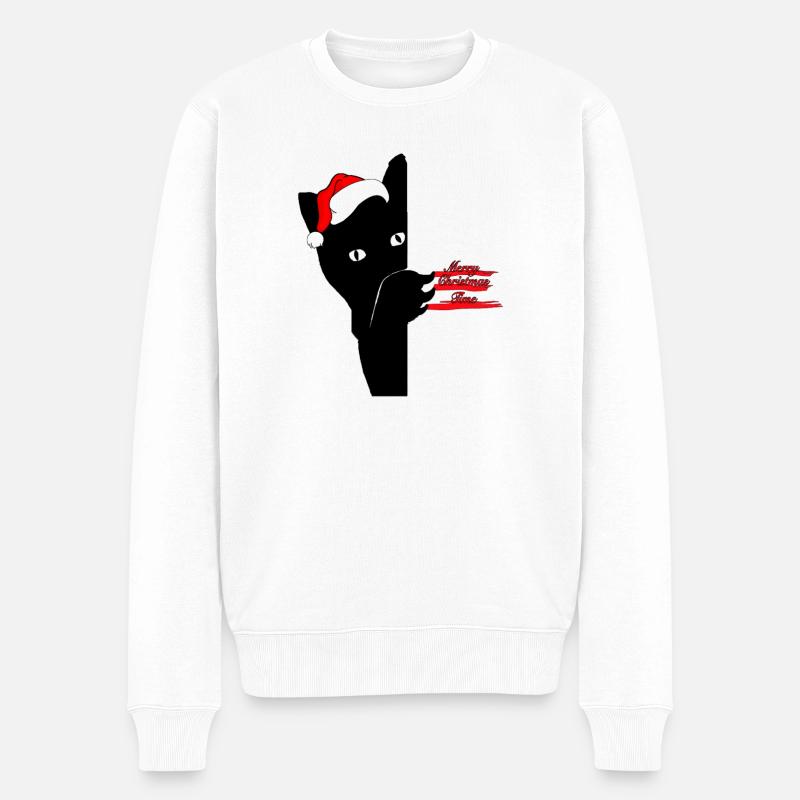 Christmas Cat - Männer Premium Bio Pullover - Weiß
