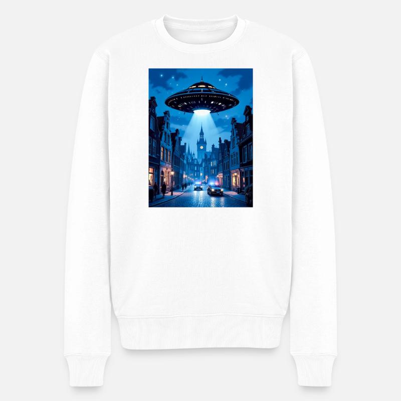 Belgische Welle – UFOs am Himmel - Männer Premium Bio Pullover - Weiß