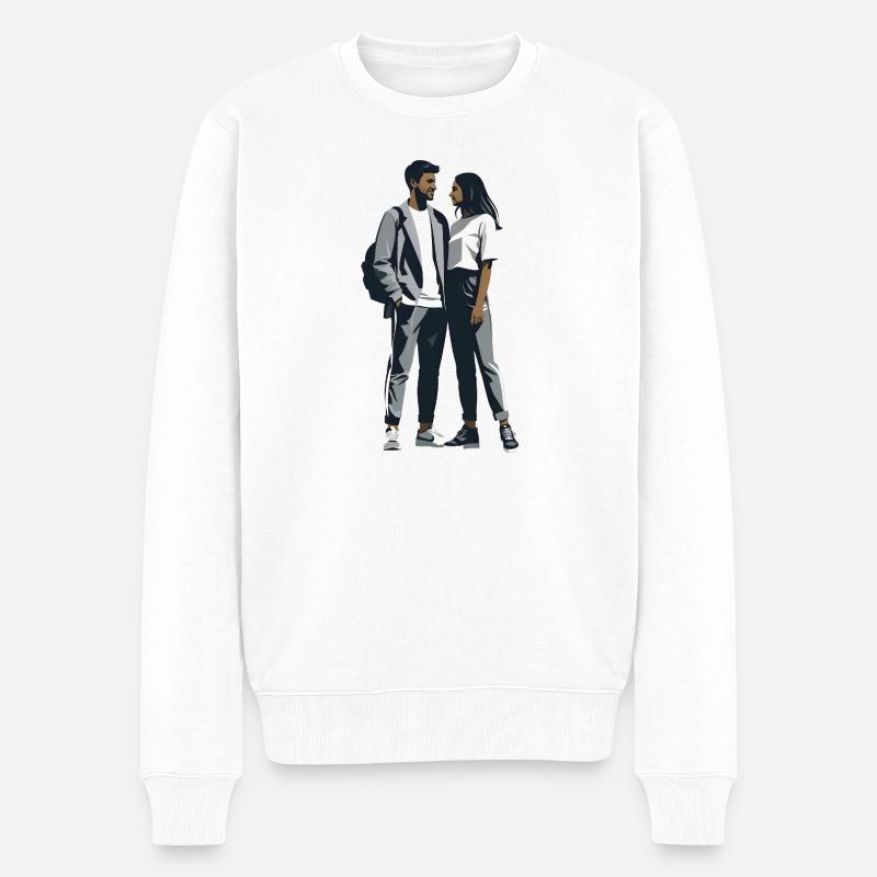 Couple d’amoureux - Logo Cool Silhouette - Pull Premium bio Homme - blanc