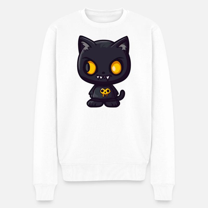 Chat Halloween Bande dessinée drôle - Pull Premium bio Homme - blanc