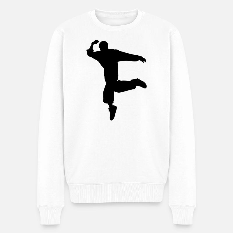 Silhouette B-Boy – Mouvement de breakdance - Pull Premium bio Homme - blanc