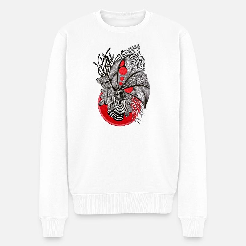 Rote Orbs Linienpflanze - Männer Premium Bio Pullover - Weiß