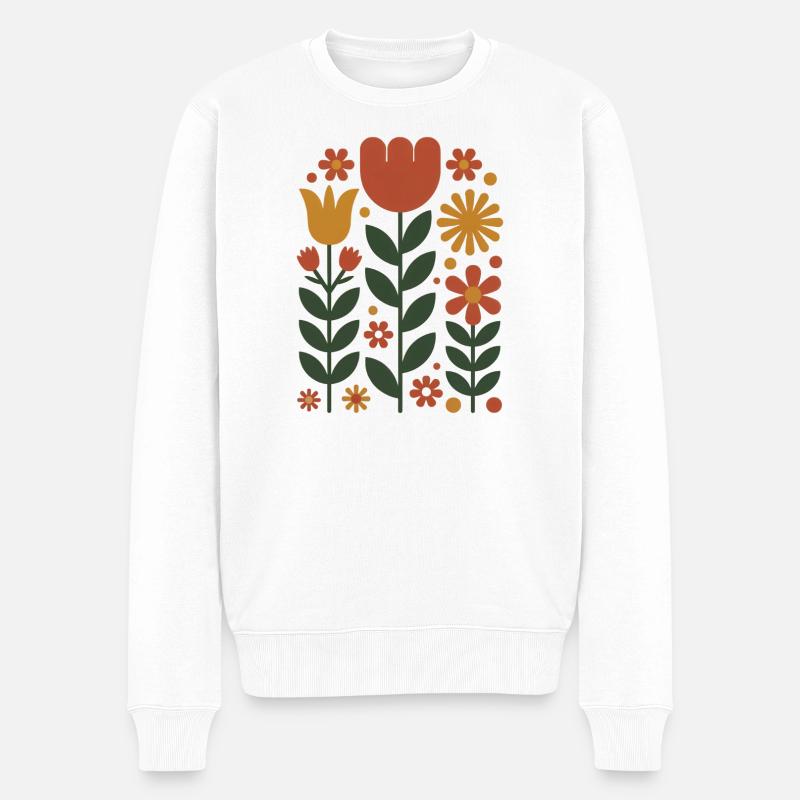 Blumen - Blühende Harmonie - Männer Premium Bio Pullover - Weiß