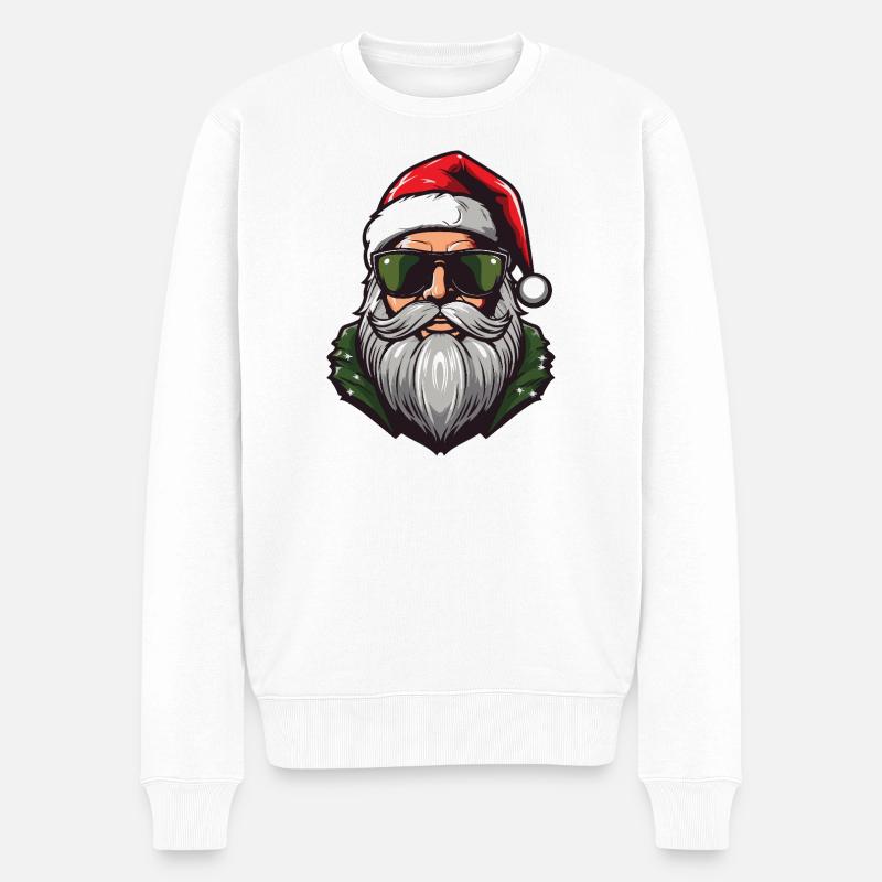 Weihnachtsmann Kopf Santa Porträt - Männer Premium Bio Pullover - Weiß