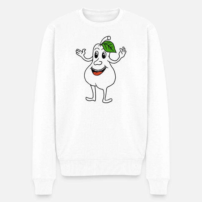 Birne mit lachendem Gesicht - Männer Premium Bio Pullover - Weiß